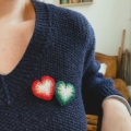 Broche au crochet Big Coeur vert canard & rouge